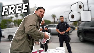 Giving Away FREE Toilet Paper In Front Of Grocery Stores! (COPS CAME!)