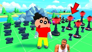 SHINCHAN BUILT OVERPOWERED WEAPONS in ROBLOX DEFENSE ISLAND with CHOP