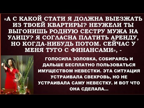 Золовка обосновалась жить в квартире невестки,но за аренду не платила,жалуясь на проблему с деньгами