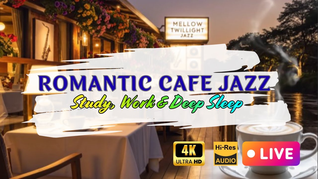🌷 4K LIVE Flower Cafe Jazz by the River | Smooth Piano for Reading, Study & Calm Nights