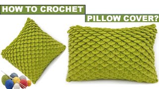 Crochet Pillow Cover with Crocodile Stitches. English Tutorial