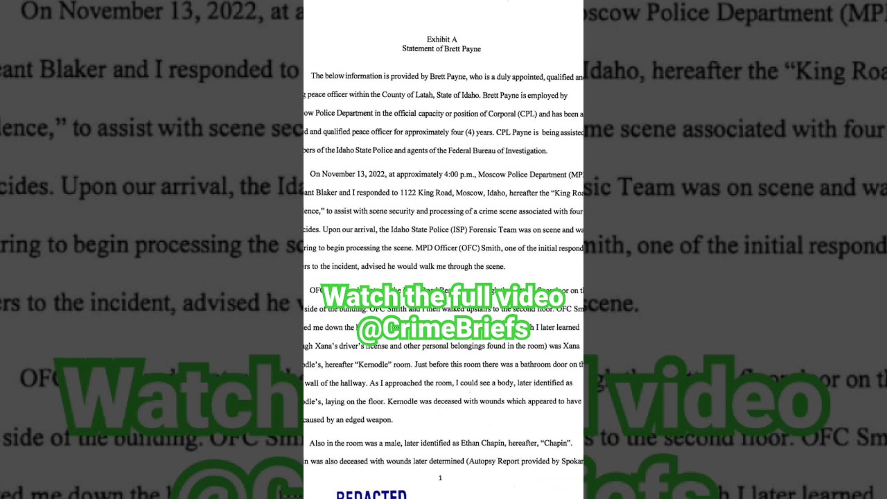 Idaho Murders Affidavit Released Bryan Kohberger Linked By DNA Truecrime Shorts New