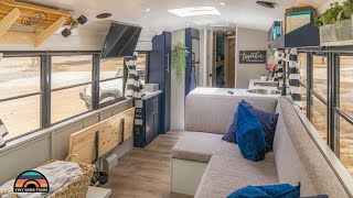 Family Of 5 & Their Gorgeous DIY School Bus Conversion Off Grid Tiny House