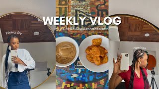 Weekly Vlog | My life as a Full Time Creator living in Lagos,Nigeria | New Hair + Content Day & More