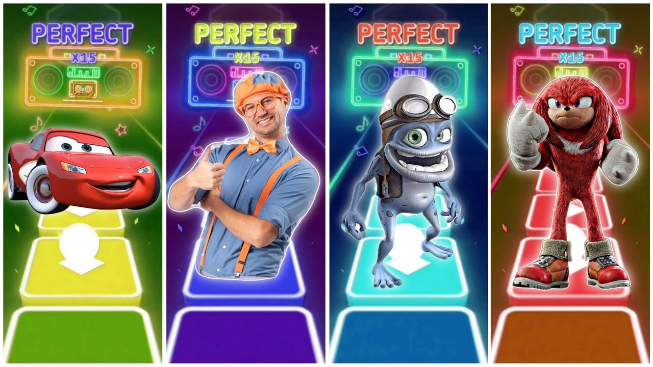 McQueen vs Blippi vs Crazy frog vs Knuckles in Tiles Hop EDM Rush🎶