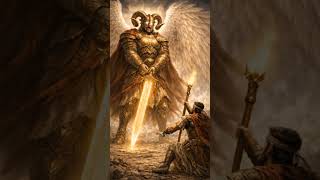 Artistic rendering of Imagination of the Commander of the Host of the Lord talking to Joshua.