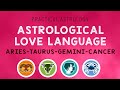 Practical Astrology | Astrological Love Language | Aries. Taurus. Gemini. Cancer.