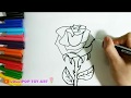 How to Draw Roses -  Step by Step - drawing &amp; coloring for Kids