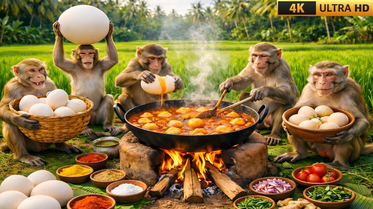 বানরদের Village Style Cooking রান্না দেখলে অবাক হবেন!
