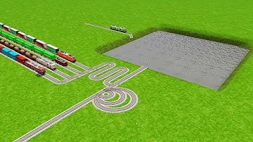 5 Trains Running On Round Snake ⛎ Circles Water Giant Pit Bumpy Tracks Zig Zag Tracks | train sim2