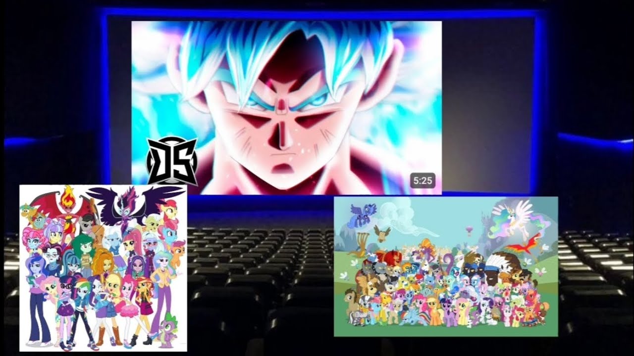 Goku en Equestria girl viendo universos cap 4