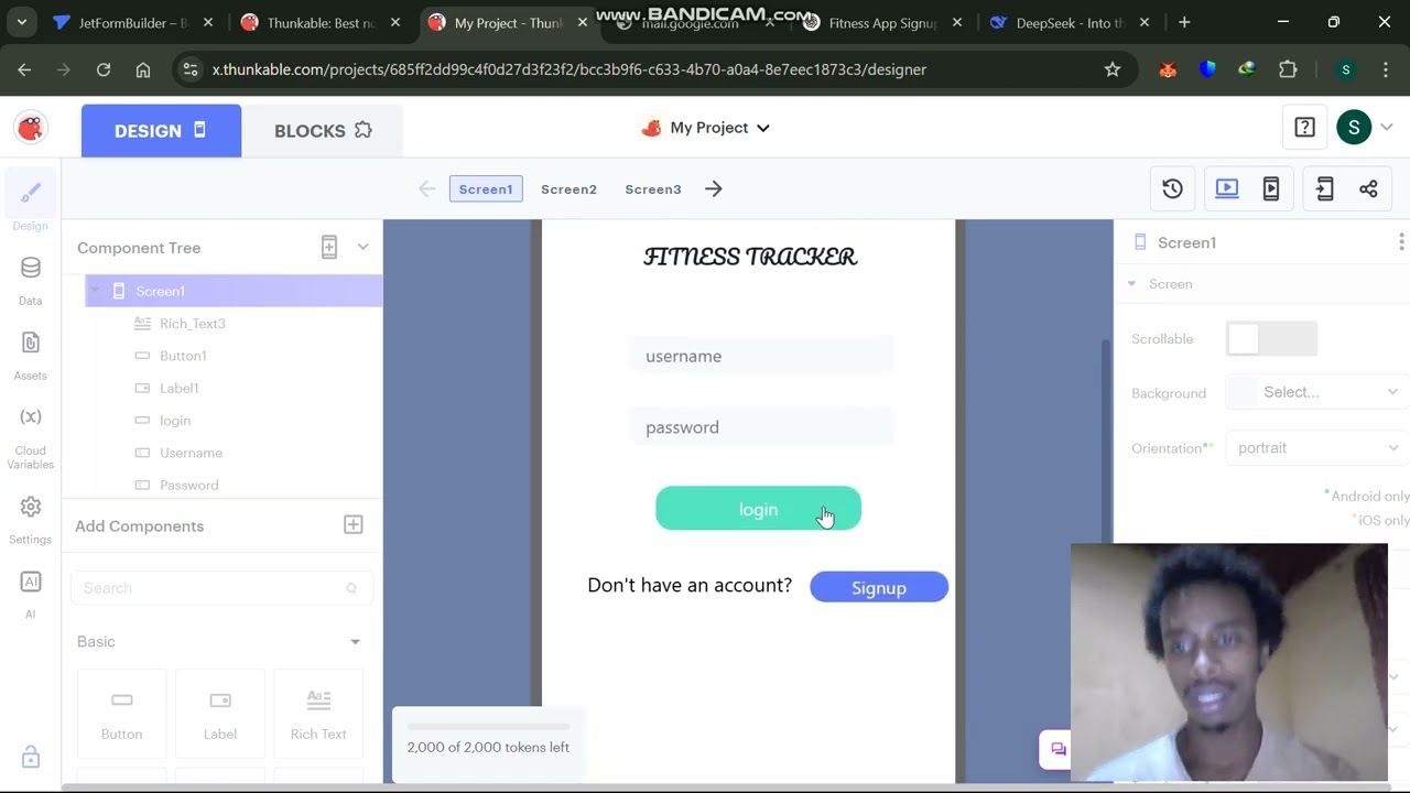 FITNESS TRACKER APP USING THUNKABLE AND ANDROID STUDIO