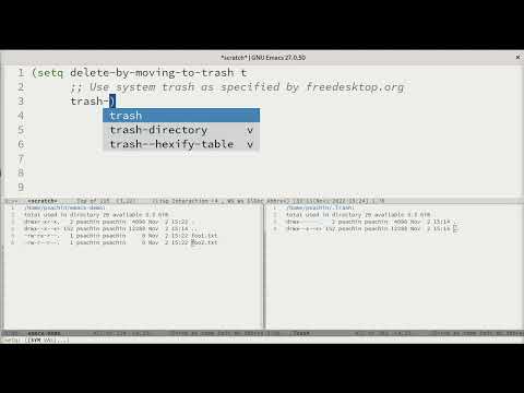 GNU Emacs:  Trash file configuration