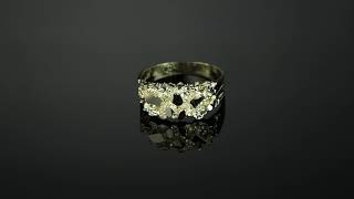 Mens Solid 10K Yellow D Nugget Ring