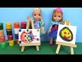 Art CLASS ! Elsa and Anna toddler at School - Barbie is teacher - Paintings - Colors