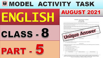 Model Activity Task CLASS 8 ENGLISH Part 5 | Class 8 Model Activity Task Part 5 English | #wbbse