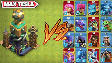 Max hidden tesla vs All troops - Clash of Clans