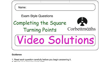 Turning Points using Completing the Square Answers - Corbettmaths