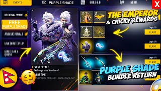Claim The Emperor & Chicky Rewards 😲 Purple Shade Bundle Return Confirm Date ? Free Fire New Event