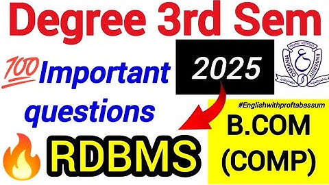 💥 OU Degree 3rd Sem 💯 RDBMS 2025 Important Questions 🚀 Must Watch Students! 🎓#3rdsem #3rdsemester 