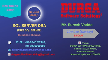 SQL SERVER DBA Online Training @ DURGASOFT