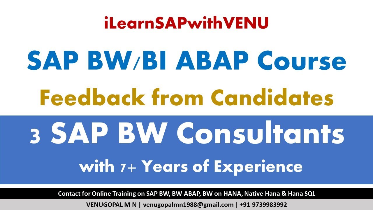 BW/BI ABAP : Course Completion Feedback from Candidates