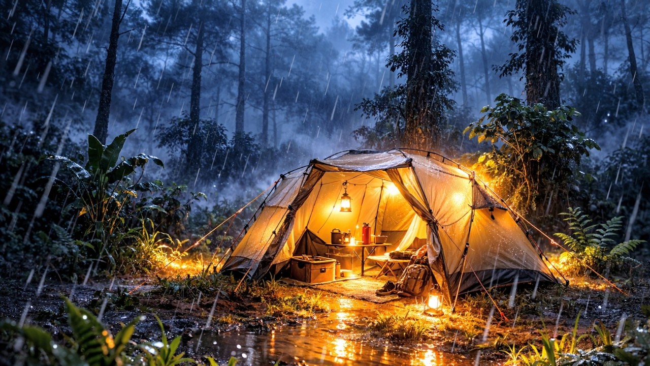 SURVIVING A NIGHT in a Severe Thunderstorm | Solo Camping in the Forest