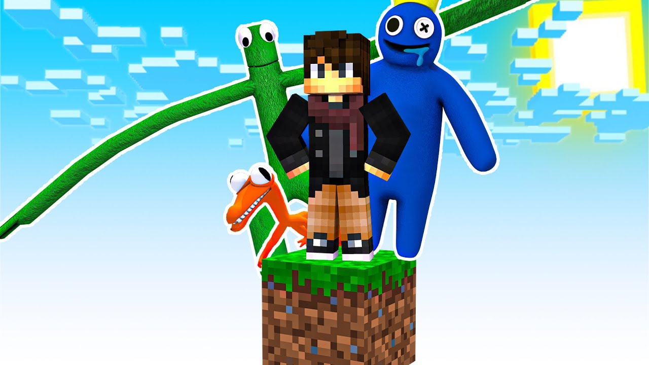 SURVIVRE SUR 1 BLOC AVEC LES RAINBOW FRIENDS DANS MINECRAFT !