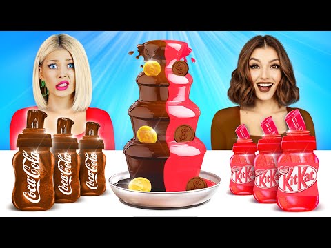 HONEY JELLY CHOCOLATE vs REAL FOOD CHALLENGE | Food War with Sweets for 24 HRS! Mukbang by RATATA