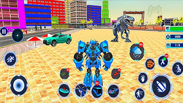 Blue Robot Bus Helicopter Wars Robot Multiple Transform Game - Android IOS Gameplay
