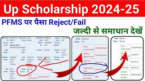 UP Scholarship PFMS Rejected/Fail Problem Solution 2025 | UP Scholarship Dbt Payment Status Check ✅
