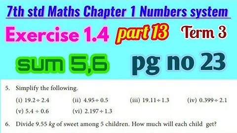 7th std maths-Term 3-chapter 1Number system-Exercise 1.4 (sum 5,6)pg 23,part 13,New samacheer Book
