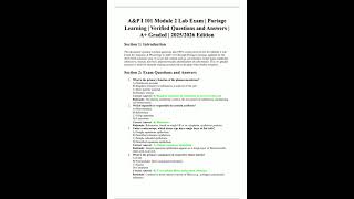 AP I 101 Module 2 Lab Exam Portage Learning Verified Questions and Answers A Graded 20252026 Edition