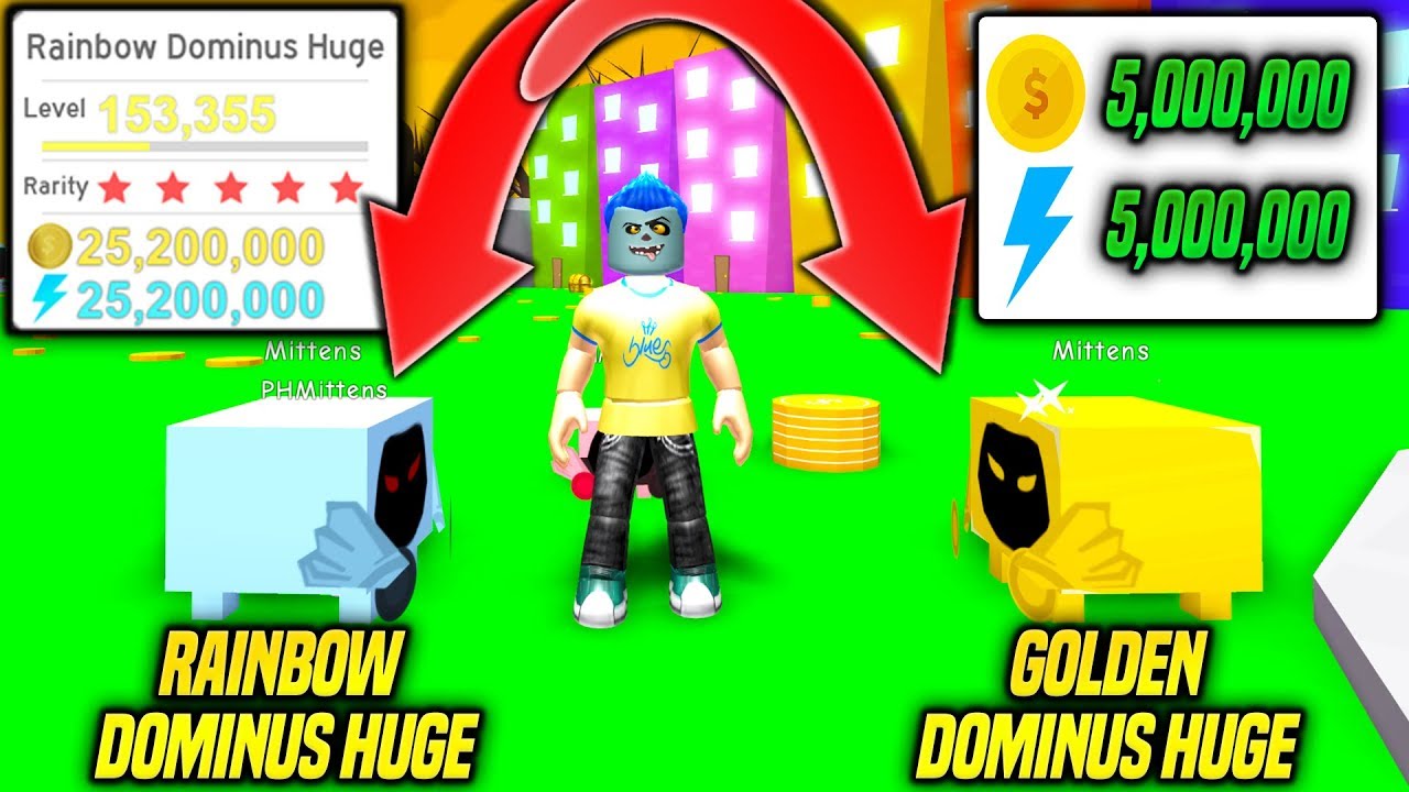 I Got The Rainbow Dominus Huge And Gold Dominus Huge In Pet Simulator Rarest Pets Roblox Youtube - roblox pet simulator partner dominus