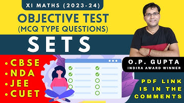 MCQ on Sets | Sets Theory | Class 11 Maths Objective Test Series by O.P. GUPTA | Test-1 Answers Key