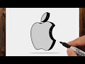 How to Draw a 3D Apple Logo Step by Step 🍎 | Easy 3D Drawing | Drawing Ways