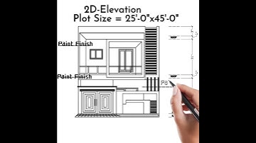 5 marla house 2d elevation 25x45 front!#house #5marlahouse #elevation#housedesign#interior design