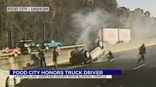 Food City truck driver hailed 'hero' after pulling person from burning, overturned vehicle