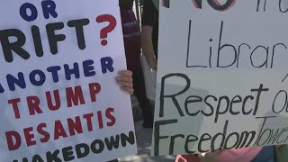 Protesters push back against plans to build Trump presidential library in Miami