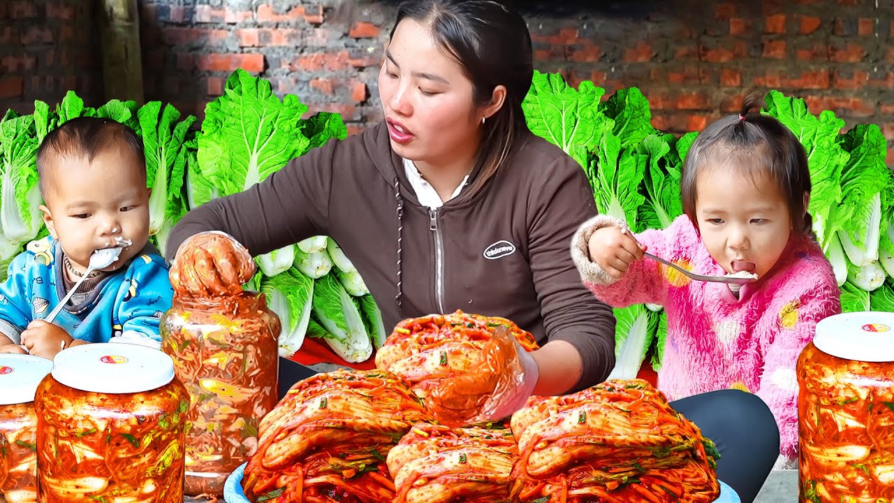 How to Make Spicy Kimchi from Giant cabbage  to sell at the market with single mom