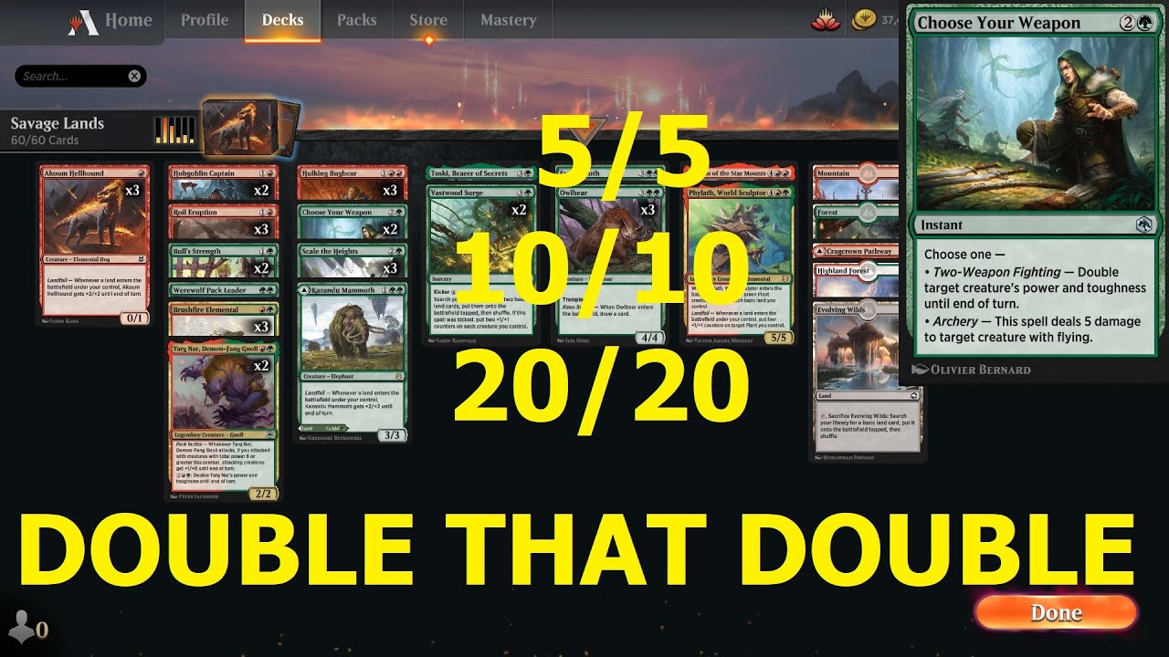 Landfall remember that standard ability? Playing Savage Lands, free deck in MTG Arena play-queue