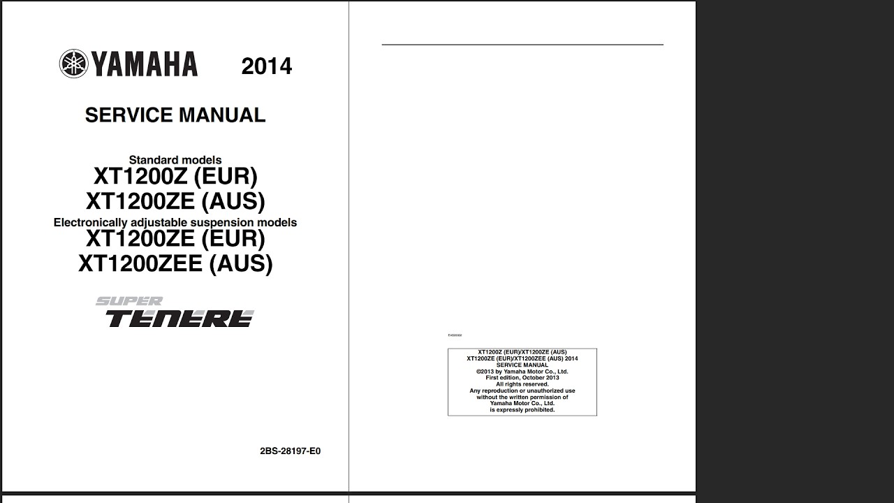 Yamaha XT1200 Z/ZE Super Tenere 2014-2020 Service Workshop Repair