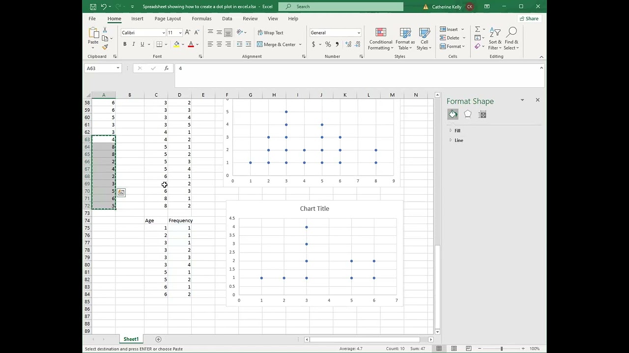 Making a Dot Plot on Excel