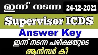 Kerala PSC ICDS Supervisor Answer Key Exam 24-12-2021