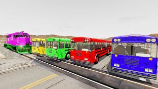 Can 4 Buses Stop the Train? ⚠️ – BeamNG.Drive