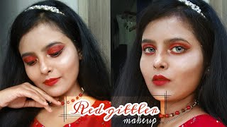 Red Glitter Makeup Sofiya Shaikh