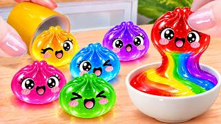🌈How To Make Rainbow Dumbling Jelly Fruit 🍍Satisfying Rainbow Jelly Making by Mini Cake Wonderland
