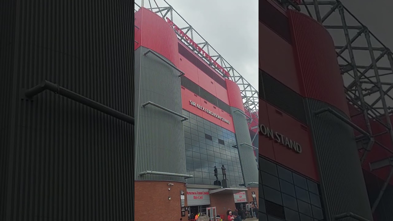 Old Trafford, outside the North Stand. Manchester United vs Leicester City, EPL, 19 February 2023.