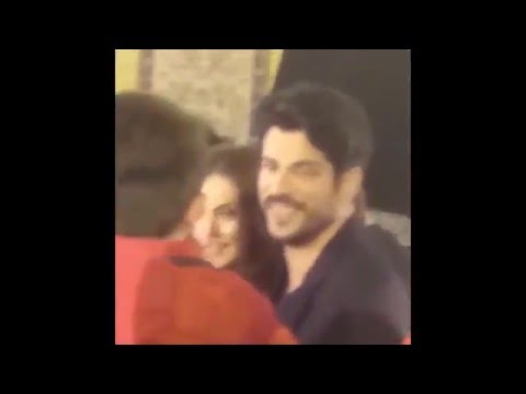 Burak Ozcivit & Fahriye Evcen on Kara sevda Set - Burak's Birthday 24-12-2015