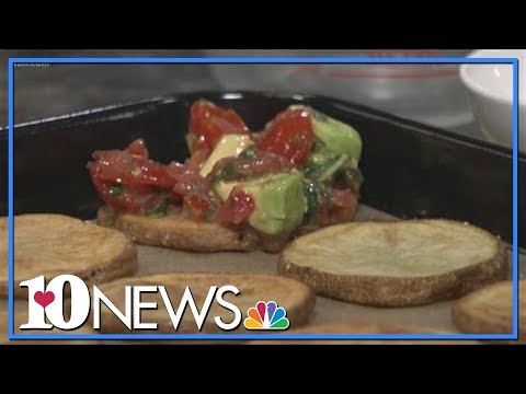 Camille Watson in the kitchen with Crispy Potato Bruschetta